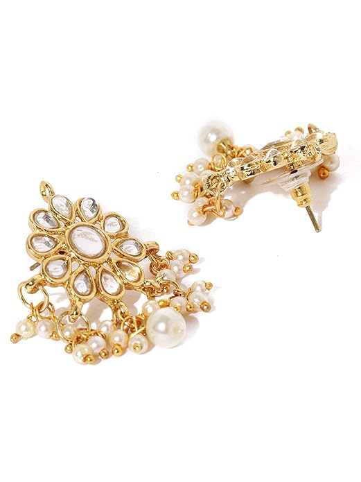 FluteVrinda Ethnic Kundan & Pearls Multi Layers Bridal Necklace Set For Women 20- B07Q538CC5