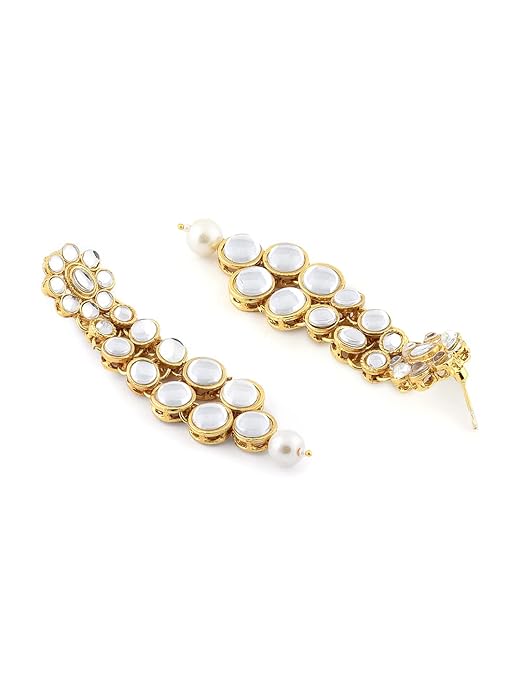 FluteVrinda Women's Traditional Kundan Necklace Set (Gold) (21 - B07Q31CC7B )