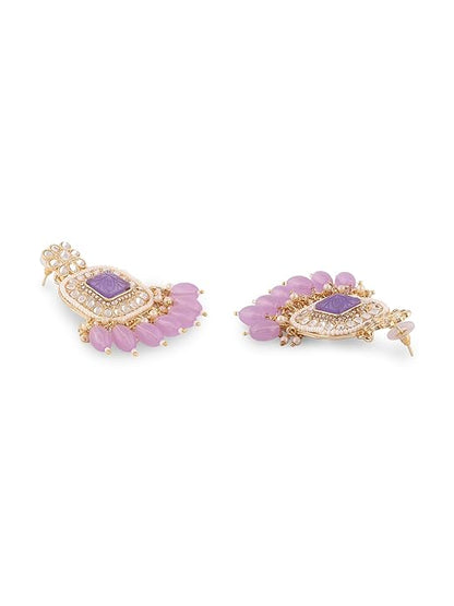 FluteVrinda Purple Multistrand Kundan Stones & Beads Choker Necklace Earring & Ring Set For Women (22- B0CKL9BY8Z)