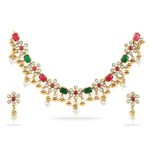 FluteVrinda Rubans Necklace Set Gold Plated Traditional Stylish Jewellery Gift for Women & Girls (31- B0D6RV6XQP)