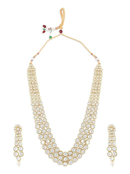 FluteVrinda Women's Traditional Kundan Necklace Set (Gold) (21 - B07Q31CC7B )