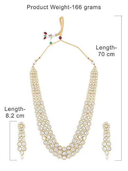 FluteVrinda Women's Traditional Kundan Necklace Set (Gold) (21 - B07Q31CC7B )