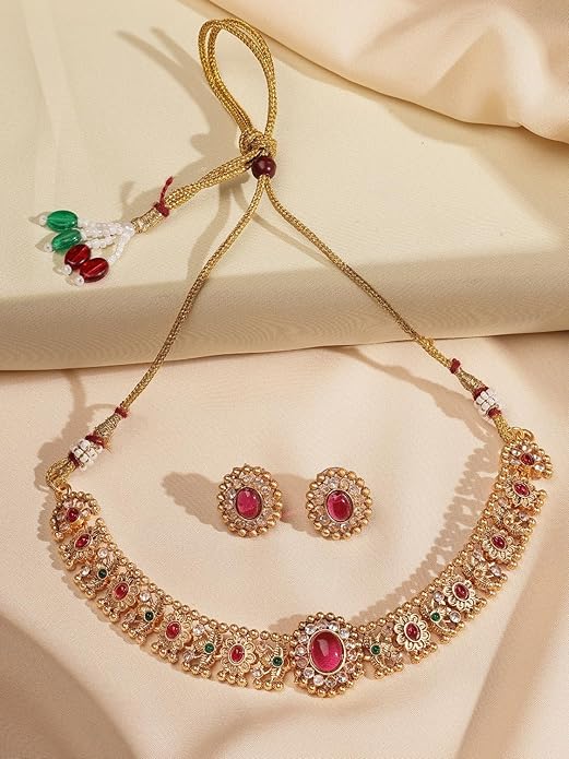 FluteVrinda Fashion Necklace Jewellery Set for Women Traditional Latest Stylish Design Fancy(B0FRM2BVB1 )