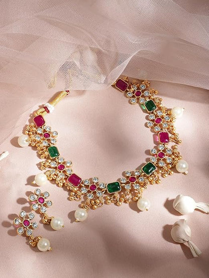FluteVrinda Rubans Necklace Set Gold Plated Traditional Stylish Jewellery Gift for Women & Girls (31- B0D6RV6XQP)