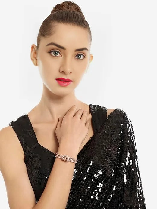 FluteVrinda Set Of 2 Rose Gold Dazzling Austrian Diamonds Bracelet For Women (23- B0CLJL9FCS )