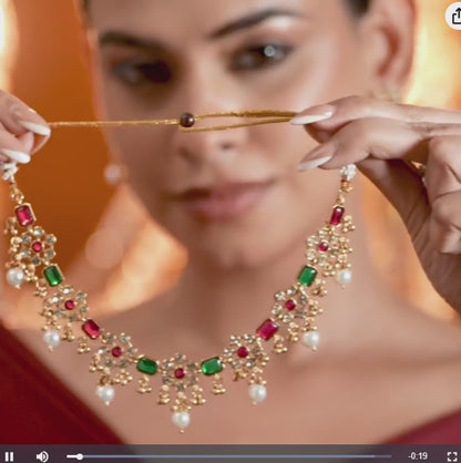 FluteVrinda Rubans Necklace Set Gold Plated Traditional Stylish Jewellery Gift for Women & Girls (31- B0D6RV6XQP)